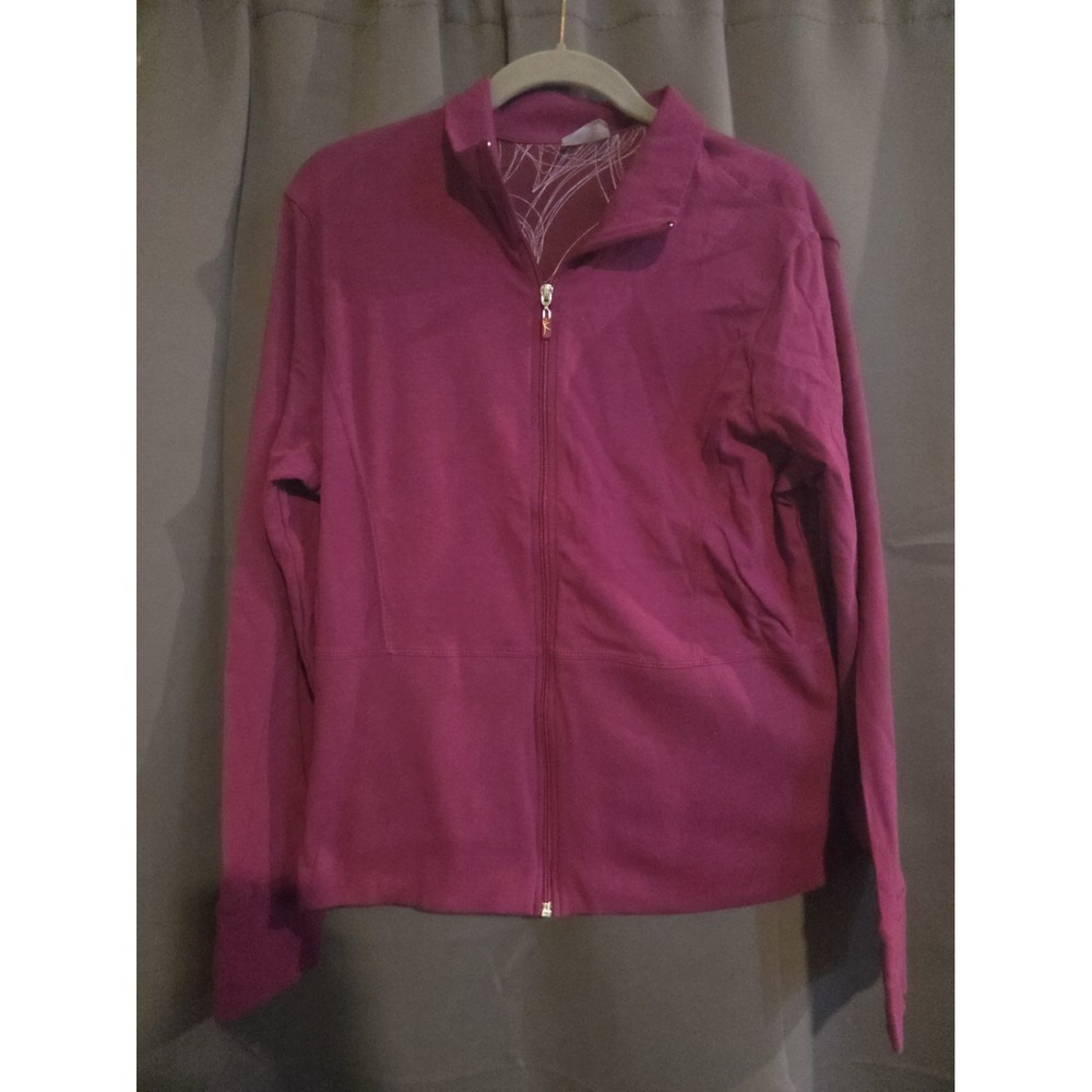 Danskin Now Women's XL Purple Zip Long Sleeve Athletic Sweatshirt Ribbed Hem
